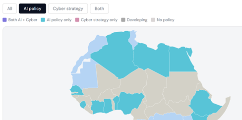 African map showing cyber and AI policies
