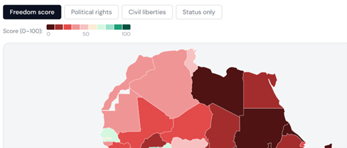 African map showing democratic scoring